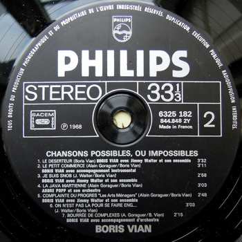 LP Boris Vian: Chansons Possibles, Ou Impossibles 478511