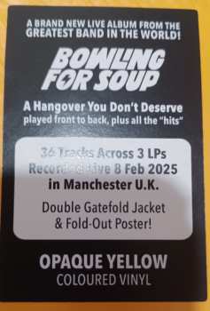 3LP Bowling For Soup: A Hangover You Definitely Deserve (Live) Us Merch Store Exclusive 3lp Opaque Yellow Vinyl