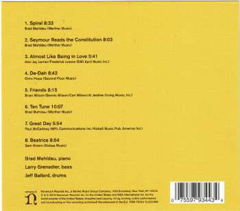CD Brad Mehldau Trio: Seymour Reads The Constitution! 48242
