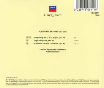 CD Johannes Brahms: Symphony No. 2 - Tragic Overture - Academic Festival Overture 532231