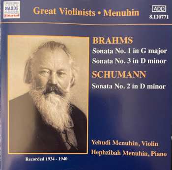 Johannes Brahms: Sonata N°1 In G Minor , Sonata N°3 In D Minor / Sonata N°2 In D Minor