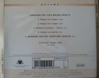 CD Johannes Brahms: Symphony No. 2 In D Major, Opus 73 / Academic Festival Overture, Opus 80 390474