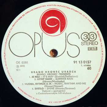 LP Braňo Hronec: Braňo Hronec Uvádza • Presents