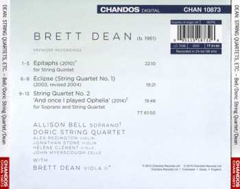 CD Brett Dean: Epitaphs · Eclipse (String Quartet No. 1) · String Quartet No. 2 'And Once I Played Ophelia' 330435