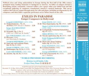 CD Brinton Smith: Exiles In Paradise – Émigré Composers In Hollywood 490636