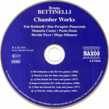 CD Bruno Bettinelli: Chamber Music 346665
