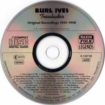 CD Burl Ives: Troubador - Original 1941-1950 Recordings 286509