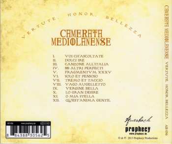 CD Camerata Mediolanense: Vertute, Honor, Bellezza 229019