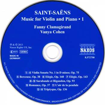 CD Camille Saint-Saëns: Music For Violin And Piano 1 361542