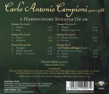 CD Carlo Antonio Campioni: 6 Harpsichord Sonatas Op.4b 374044