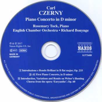 CD Carl Czerny: Piano Concerto In D Minor 193680