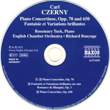 CD Carl Czerny: Piano Concertinos, Opp. 78 And 650 485018