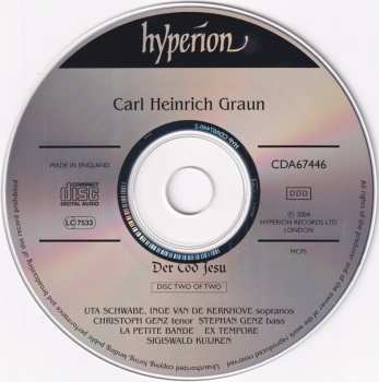 2CD Carl Heinrich Graun: Der Tod Jesu – Passion Cantata 298563