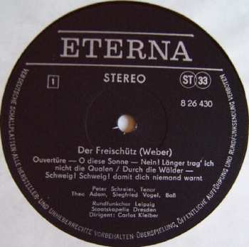 LP Carl Maria von Weber: Der Freischütz (Opernquerschnitt) 275956