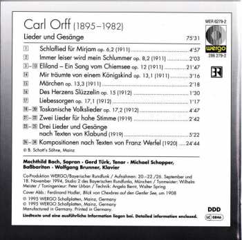 CD Carl Orff: Lieder Und Gesänge 330359