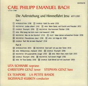 CD Carl Philipp Emanuel Bach: Die Auferstehung Und Himmelfahrt Jesu 274851