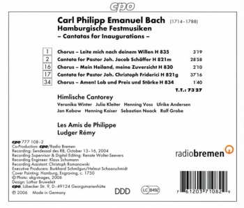 CD Carl Philipp Emanuel Bach: Hamburgische Festmusiken 174102