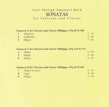 CD Carl Philipp Emanuel Bach: Sonatas For Traverso And Clavier 460563