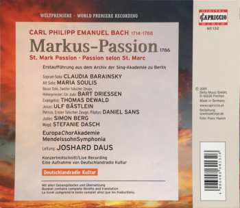 CD Carl Philipp Emanuel Bach: Markus-Passion 192782