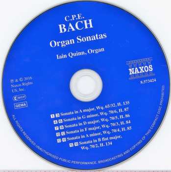 CD Carl Philipp Emanuel Bach: Organ Sonatas 261866