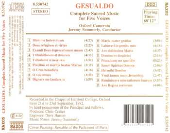 CD Carlo Gesualdo: Complete Sacred Music For Five Voices 454457