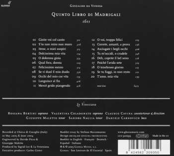 CD Carlo Gesualdo: Quinto Libro Di Madrigali 1611 189896