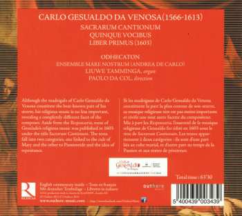 CD Carlo Gesualdo: Sacrarum Cantionum Quinque Vocibus 326120