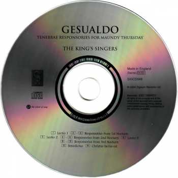 CD Carlo Gesualdo: Tenebrae Responsories For Maundy Thursday 98509