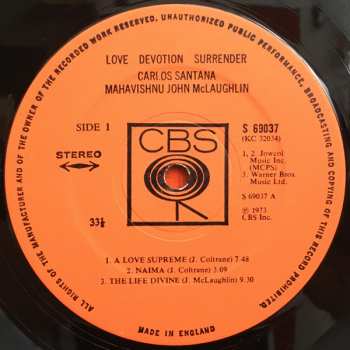 LP Carlos Santana: Love Devotion Surrender 432518