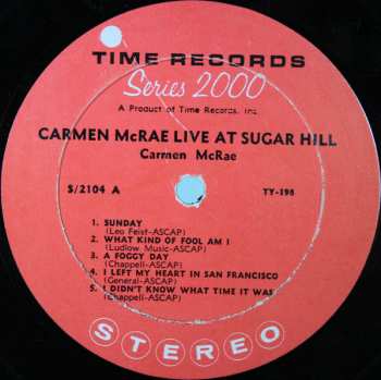 CD Carmen McRae: Live At Sugar Hill
