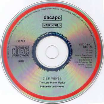CD C.E.F. Weyse: The Late Piano Works 123481