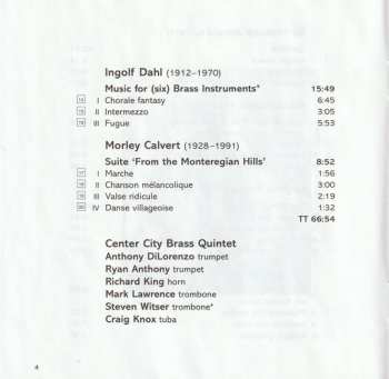 CD Center City Brass Quintet: Arnold · Ewald · Bozza · Maurer · Dahl · Calvert 348425