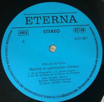 LP César Franck: Symphonische Variationen / Concertino For Piano And Orchestra / Nächte In Spanischen Gärten