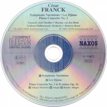 CD César Franck: Symphonic Variations, Les Djinns, Piano Concerto No. 2 330476