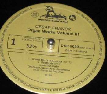 LP César Franck: The Great Organ Works Of Cesar Franck Volume III 275931