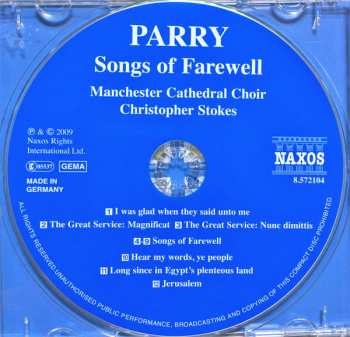 CD Charles Hubert Hastings Parry: Choral Masterpieces (Songs Of Farewell) 241237