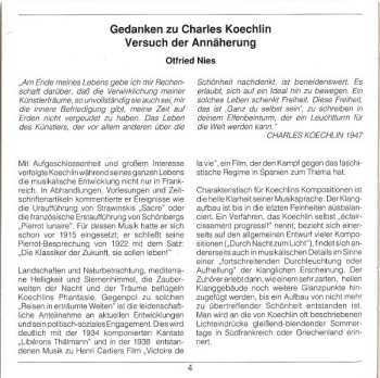 CD Charles Koechlin: Œuvres Pour Hautbois, Hautbois D'Amour, Cor Anglais = Werke Für Oboe, Oboe d'Amore, Englisch Horn 477137