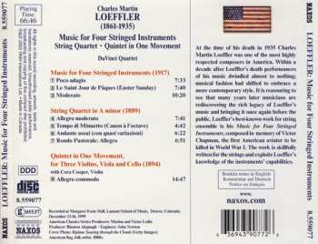 CD Charles Martin Loeffler: Music For Four Stringed Instruments / String Quartet / Quintet In One Movement