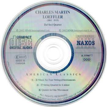 CD Charles Martin Loeffler: Music For Four Stringed Instruments / String Quartet / Quintet In One Movement