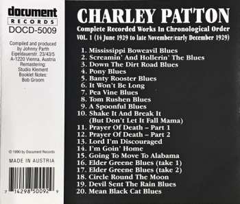 CD Charley Patton: Complete Recorded Works In Chronological Order Volume 1 (14 June 1929 to late November / early December 1929) 124063