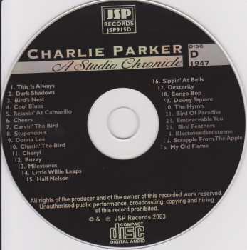 5CD Charlie Parker: A Studio Chronicle 1940 - 1948 333850
