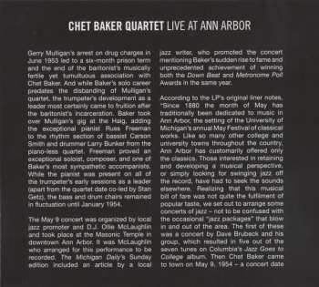 CD Chet Baker Quartet: Live At Ann Arbor 319734