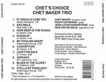 CD Chet Baker Trio: Chet's Choice 313833