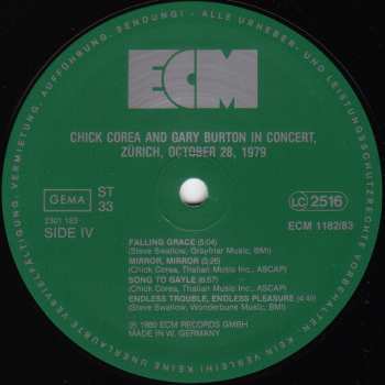 CD Gary Burton / Chick Corea: In Concert Zurich October 28 1979
