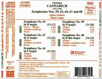 CD Christian Cannabich: Symphonies Nos. 59, 63, 64, 67 And 68 113091