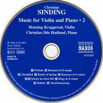 CD Christian Sinding: Music For Violin And Piano • 2 326068