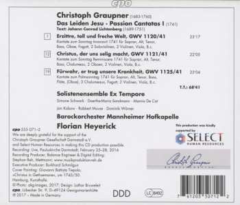 CD Christoph Graupner: Das Leiden Jesu I - Passion Cantatas I 188941