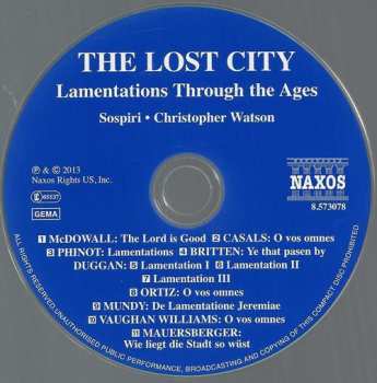 CD Christopher Watson: The Lost City - Lamentations Through The Ages 457121