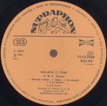 LP C&K Vocal: Balada O Zemi 42618