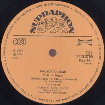 LP C&K Vocal: Balada O Zemi